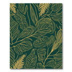 Deep Green Golden Leaf Botanical Rug