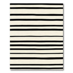 Cream And Black Wide Stripe Rug