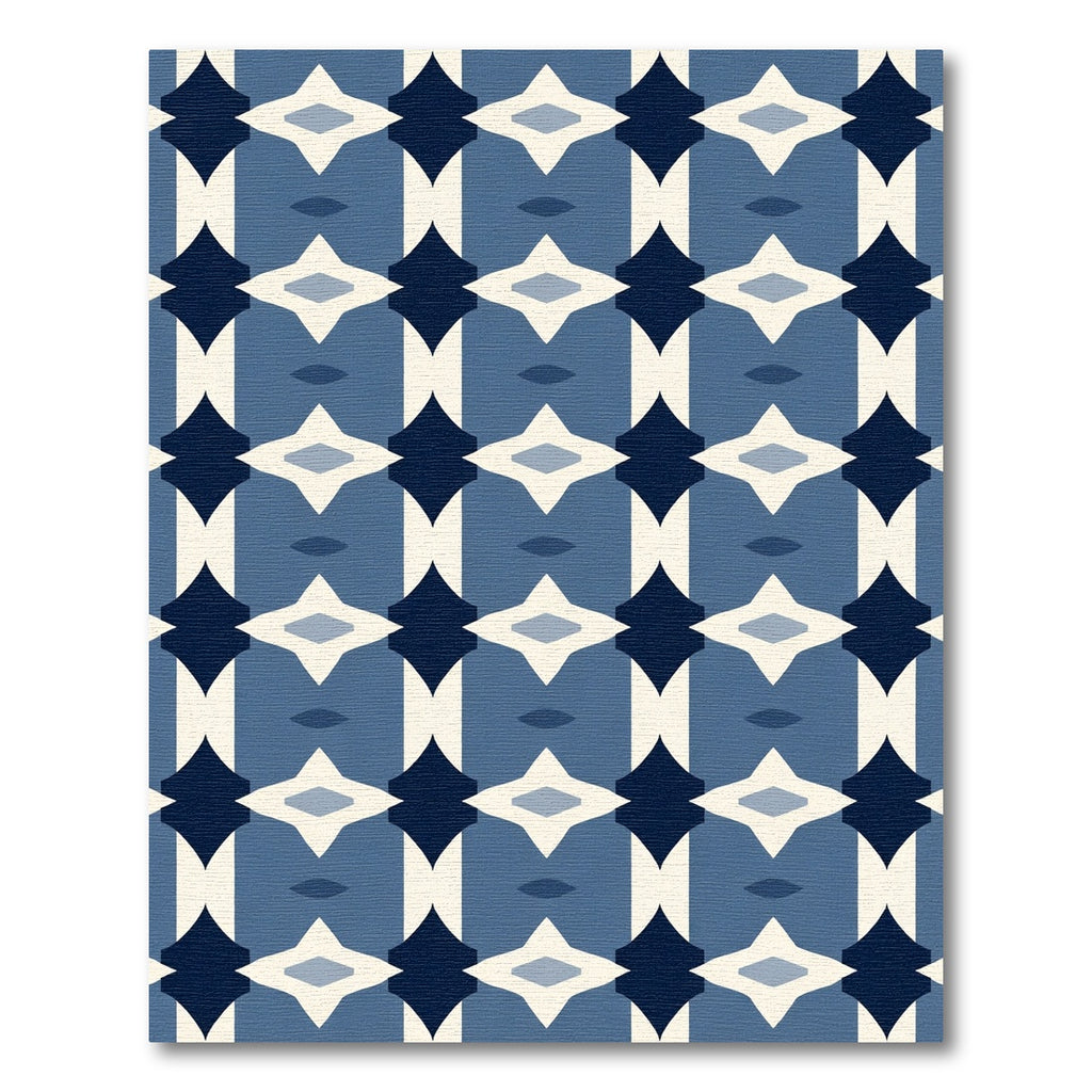 Navajo Blue Geometric Lattice Rug