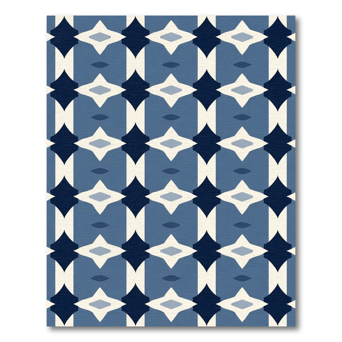 Navajo Blue Geometric Lattice Rug