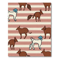 Brown White Animals Blue Floral Stripes Rug