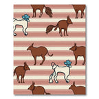 Brown White Animals Blue Floral Stripes Rug