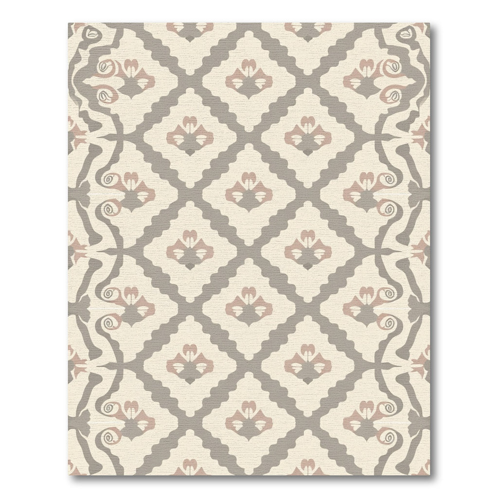 Elegant Cream Taupe Floral Lattice Rug