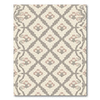 Elegant Cream Taupe Floral Lattice Rug