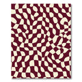 Crimson Cream Wavy Checkerboard Rug
