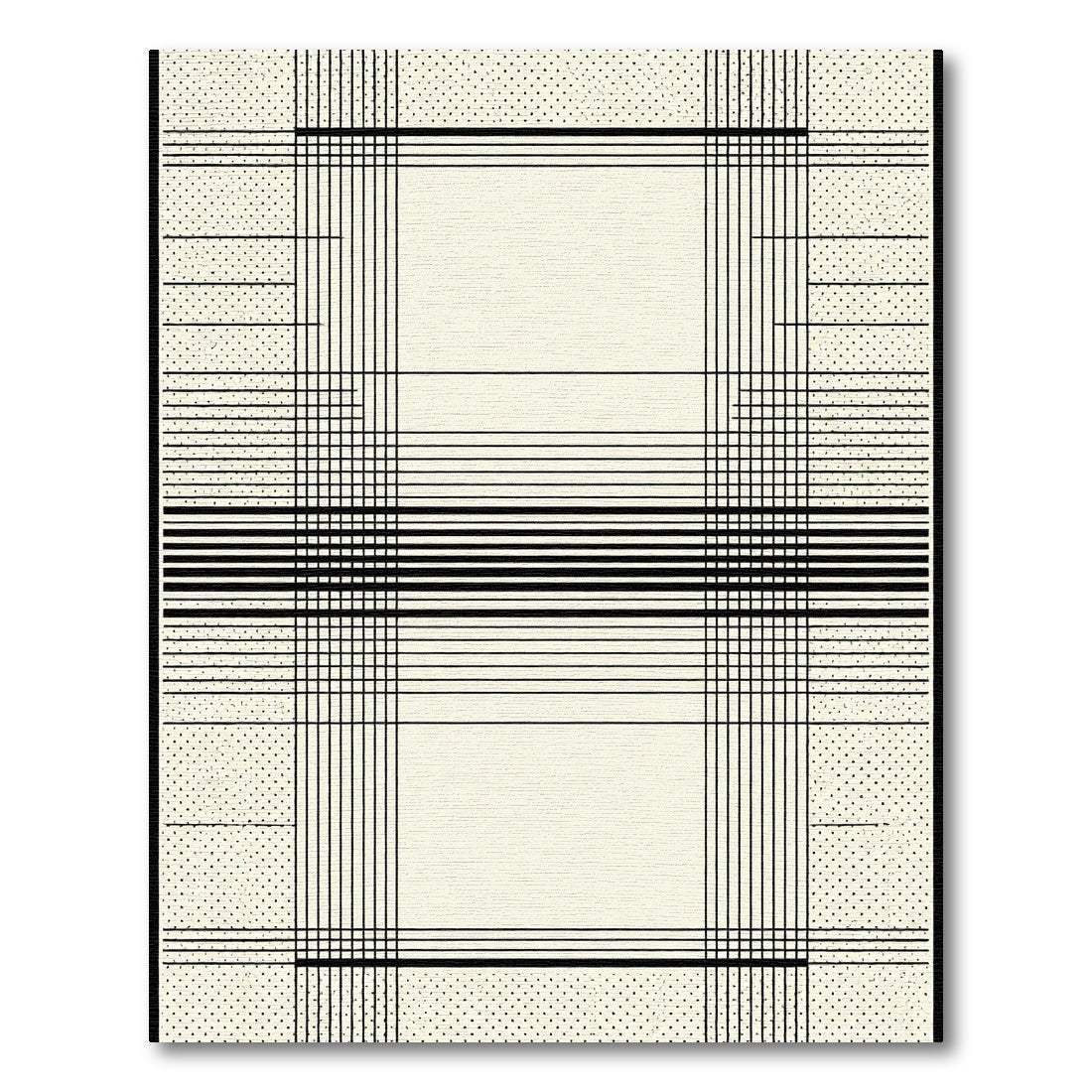 Geometric Black Grid Cream Contemporary Rug