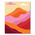 Crimson Pink Abstract Mountain Landscape Rug