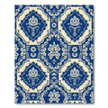 Blue Cream Damask Floral Medallion Rug