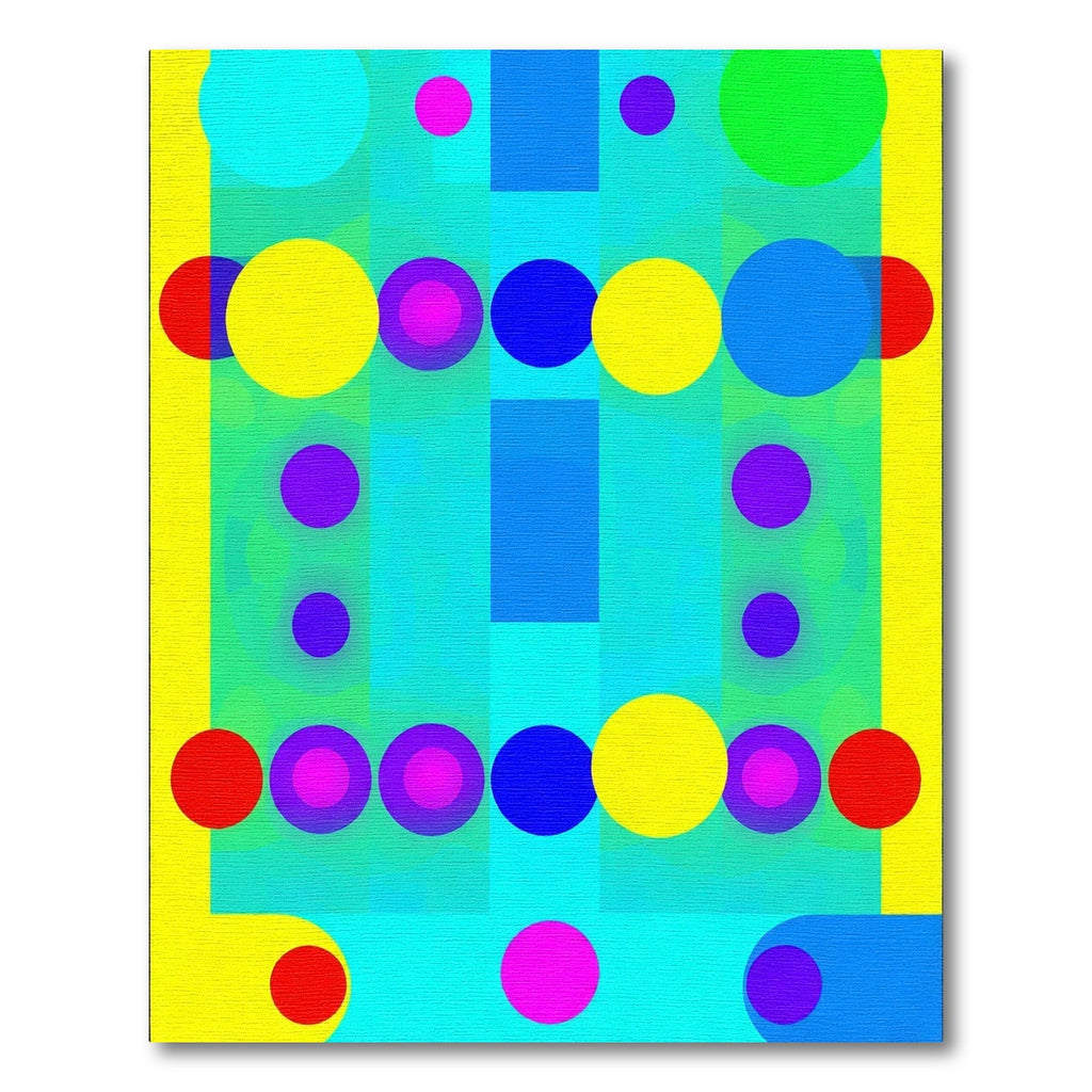 Vibrant Geometric Circles and Squares Rug