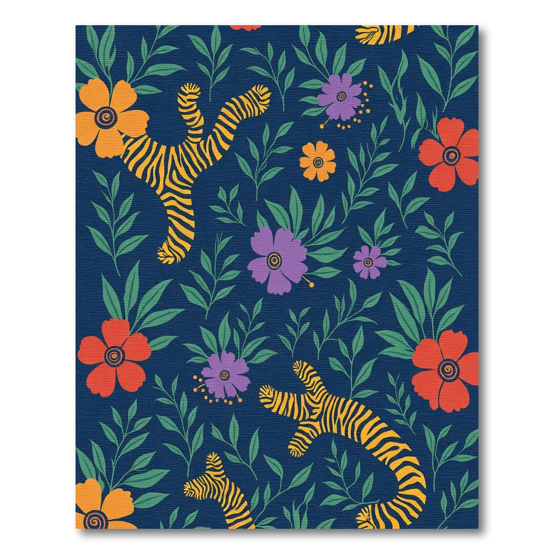 Whimsical Tigers Amongst Colorful Blooms Rug