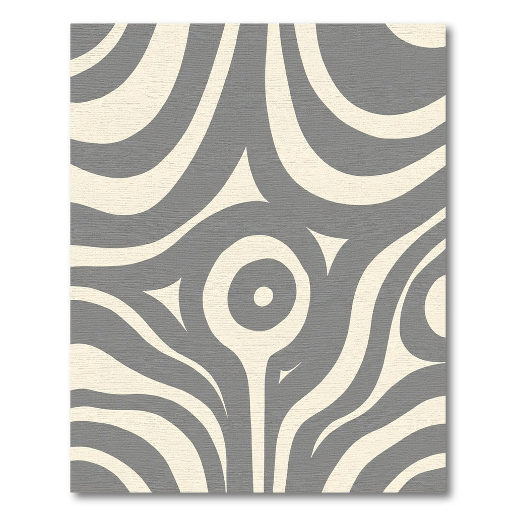 Gray Cream Abstract Swirling Curves Rug