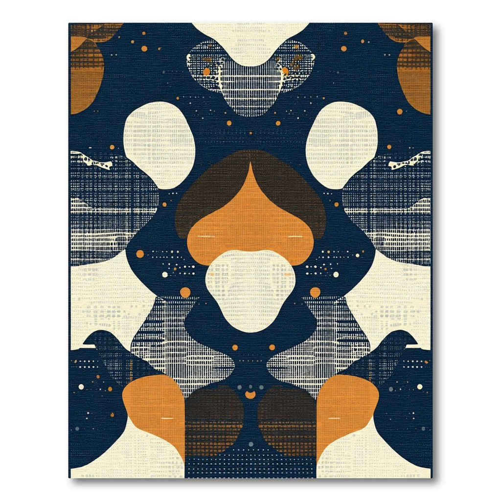 Abstract Navy Orange Fluid Shapes Rug