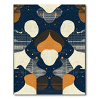 Abstract Navy Orange Fluid Shapes Rug