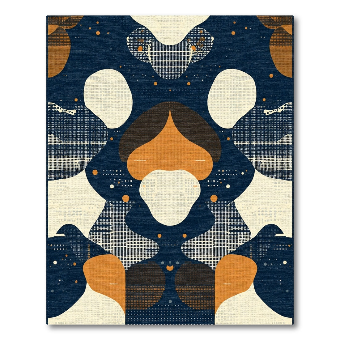 Abstract Navy Orange Fluid Shapes Rug
