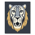 Bold Gray Golden Lion Face Rug