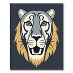 Bold Gray Golden Lion Face Rug
