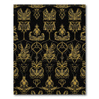 Golden Art Nouveau Botanical Lattice Rug