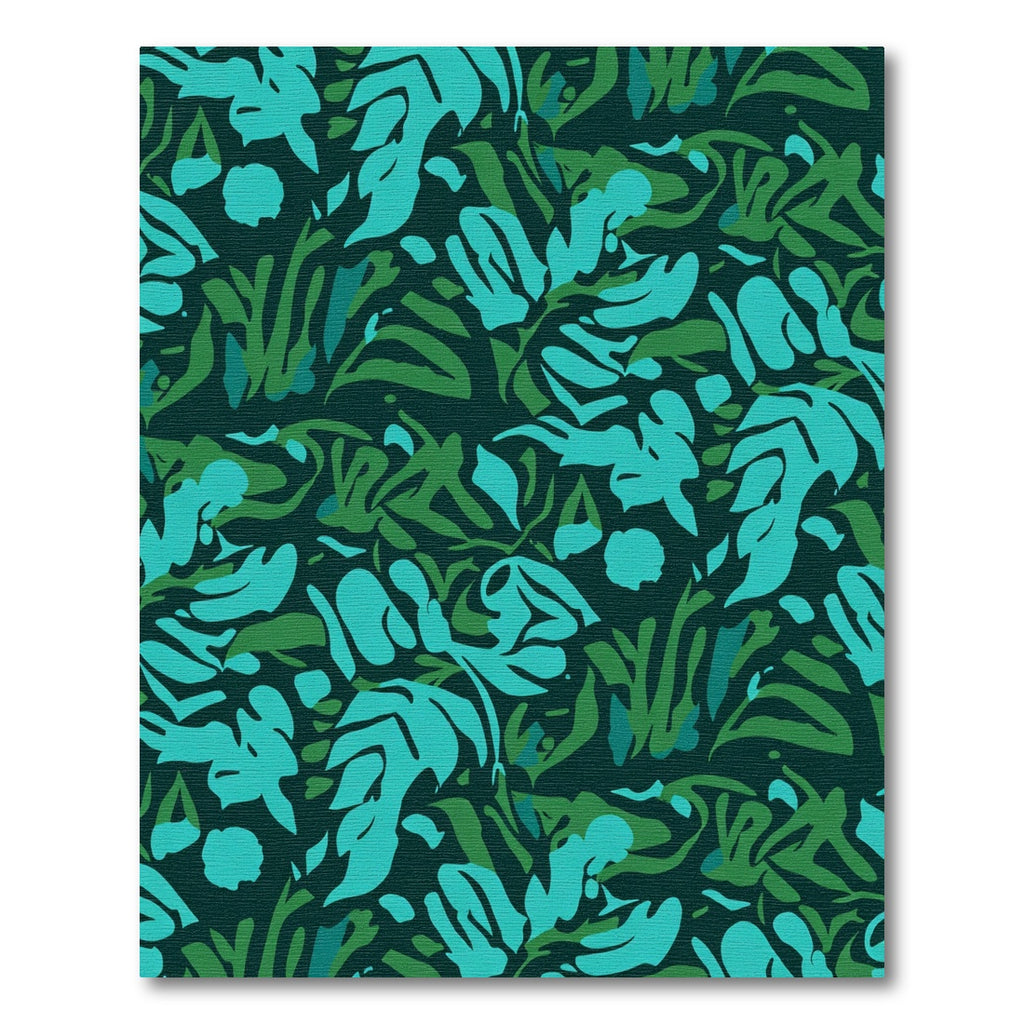 Teal Emerald Abstract Tropical Leaves Rug