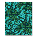 Teal Emerald Abstract Tropical Leaves Rug