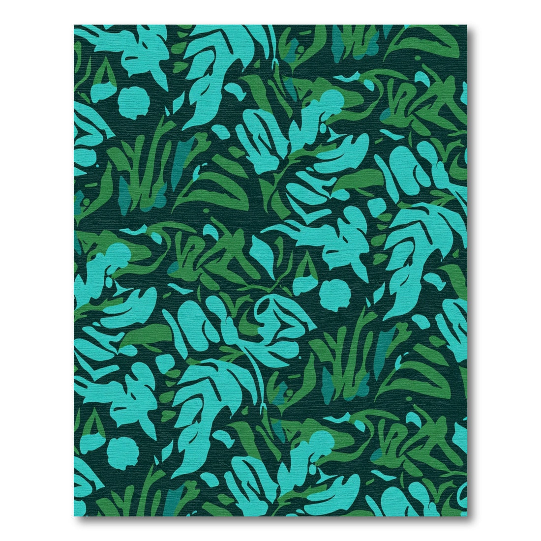 Teal Emerald Abstract Tropical Leaves Rug