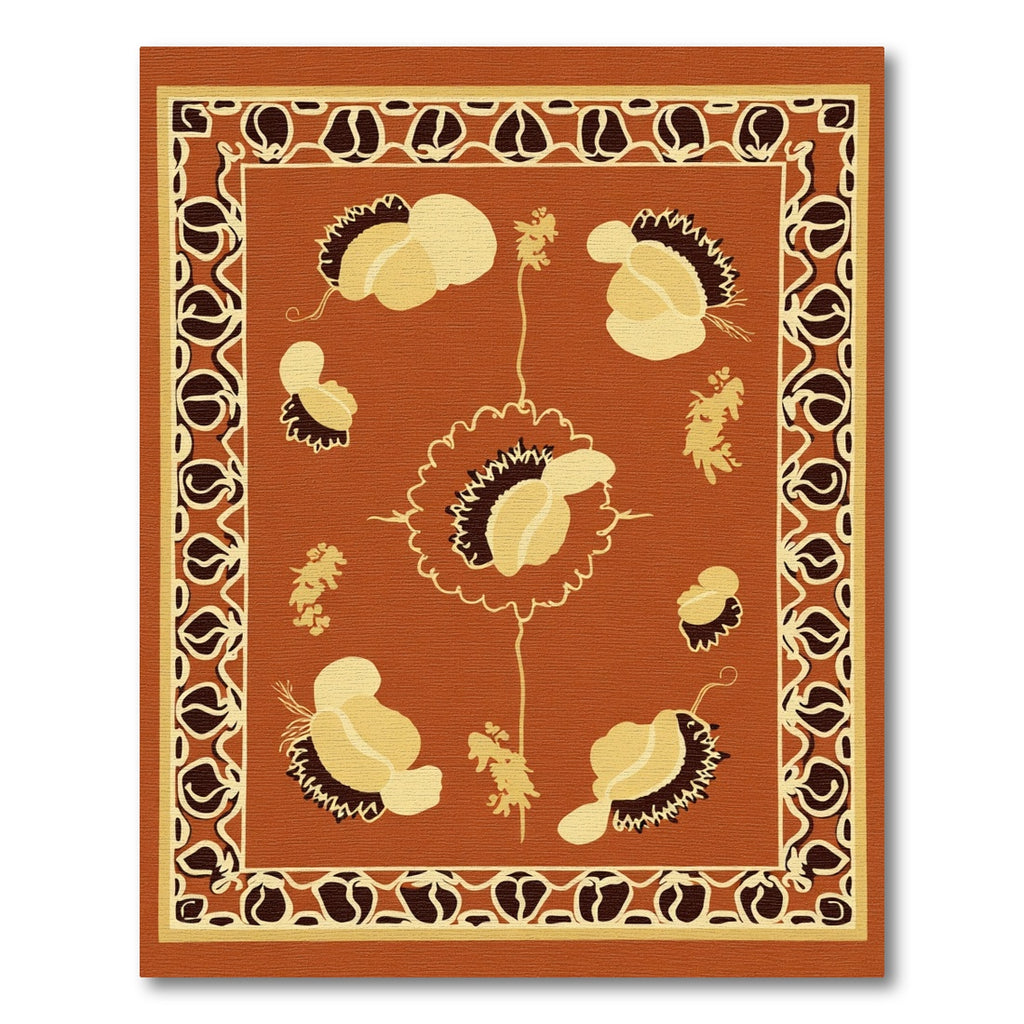 Burnt Orange Floral Petal Bloom Rug