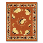 Burnt Orange Floral Petal Bloom Rug