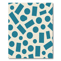 Teal Circles Rectangles Textured Background Rug