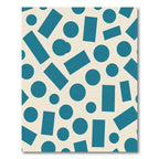 Teal Circles Rectangles Textured Background Rug