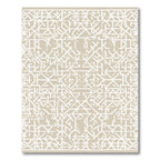 Geometric White and Taupe Labyrinth Weave Rug