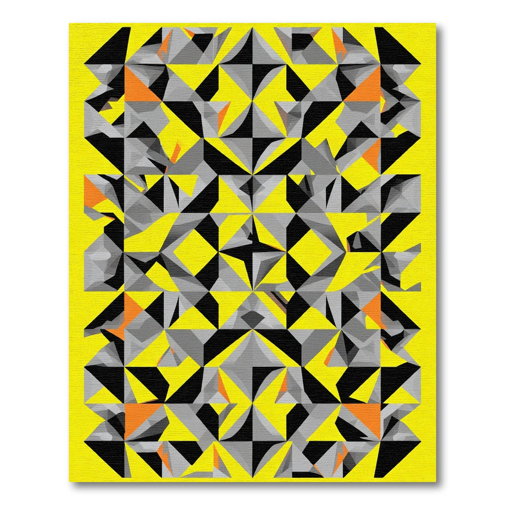Vivid Yellow Abstract Geometric Fragment Rug