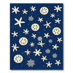 Cream Starfish Dots Navy Field Rug