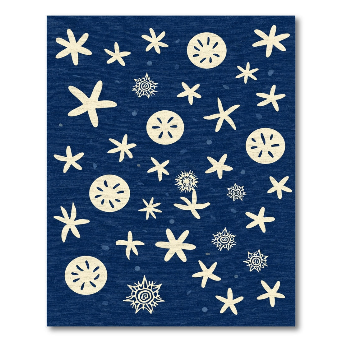 Cream Starfish Dots Navy Field Rug