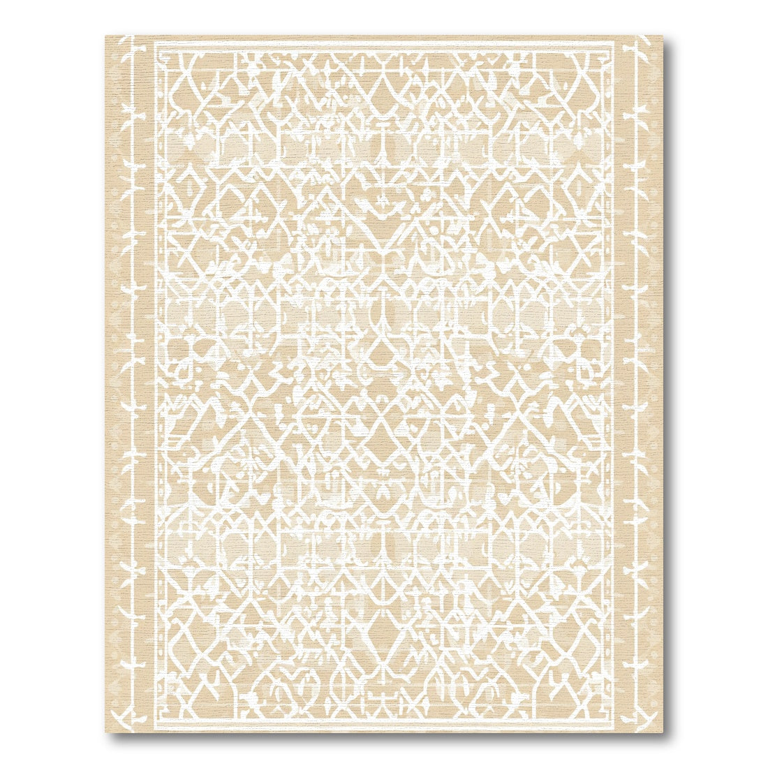 Cream Intricate Fretwork Lattice Rug
