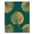 Golden Palm Leaves Teal Tropical Rug