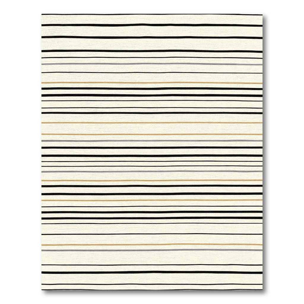 Neutral Cream Black Gold Gray Stripes Rug