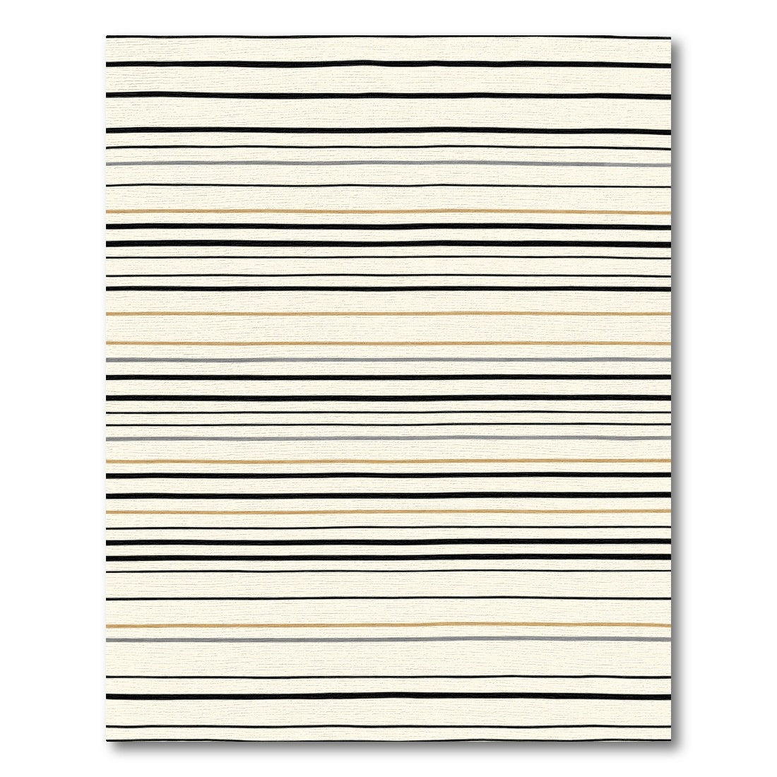 Neutral Cream Black Gold Gray Stripes Rug