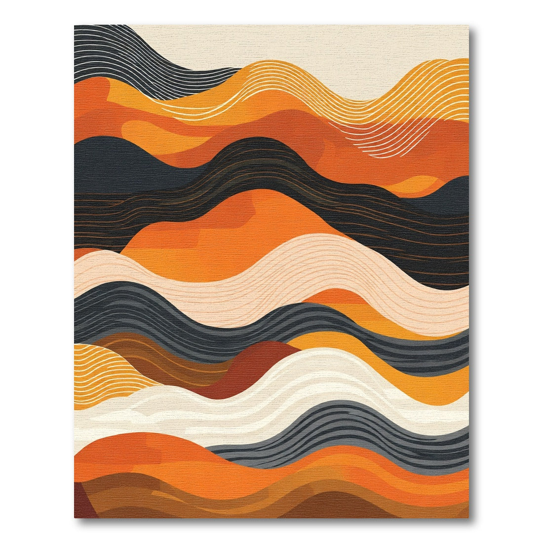 Earthy Orange Wave Abstract Ripples Rug