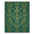 Emerald Gold Floral Art Nouveau Rug
