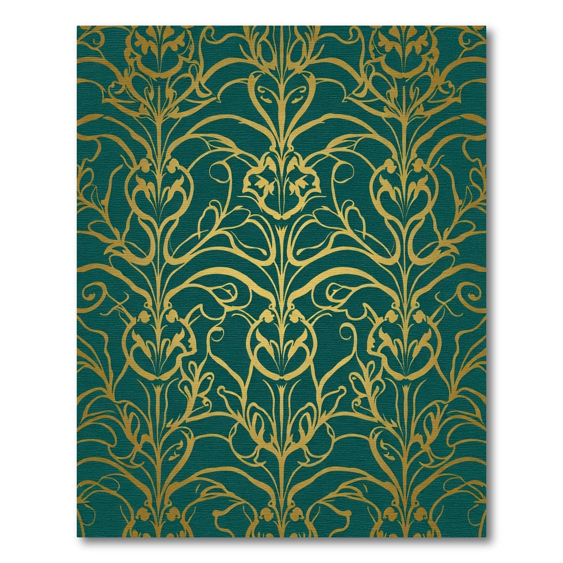 Emerald Gold Floral Art Nouveau Rug