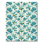 Teal Botanical Medallion Cream Rug