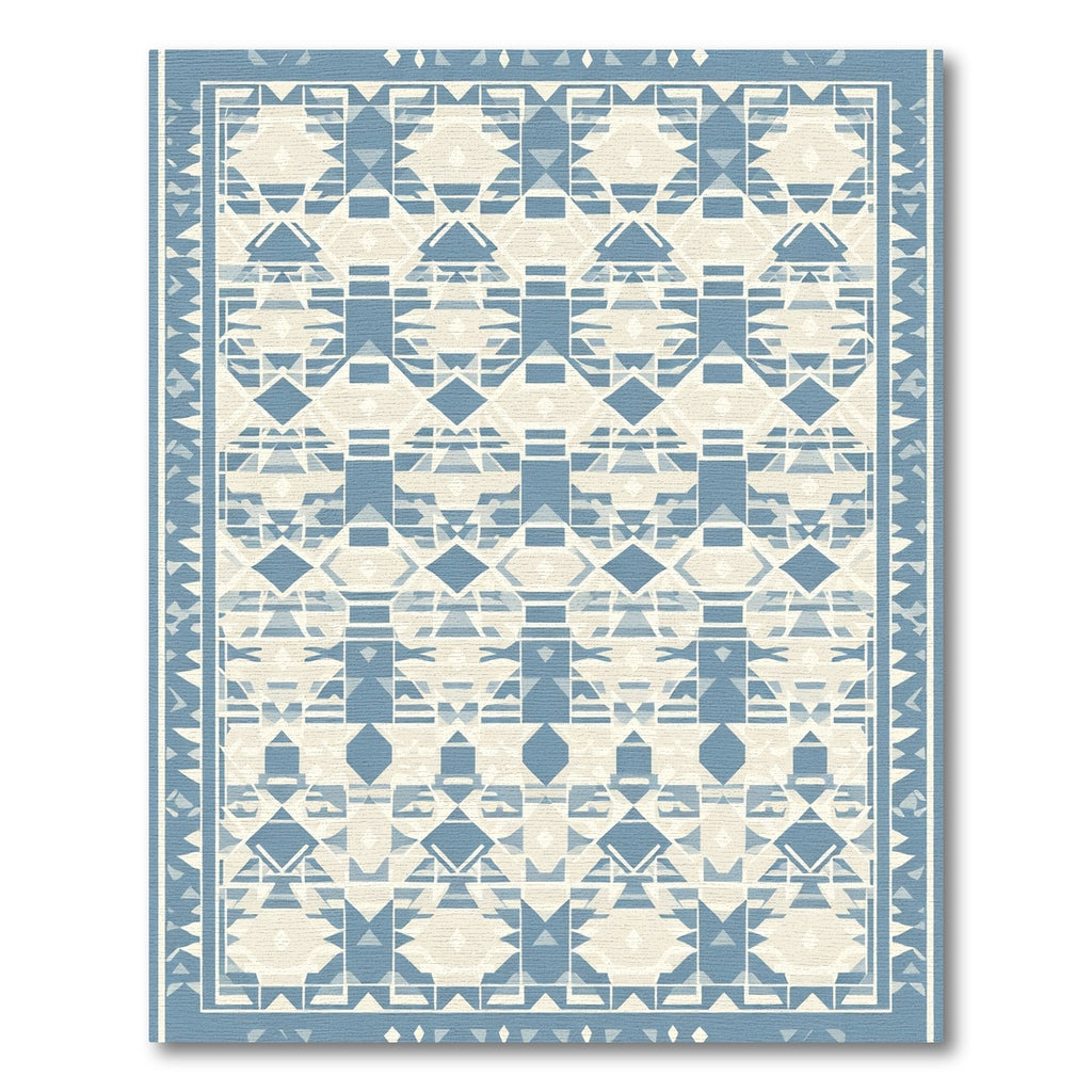 Powder Blue Geometric Aztec Diamond Rug