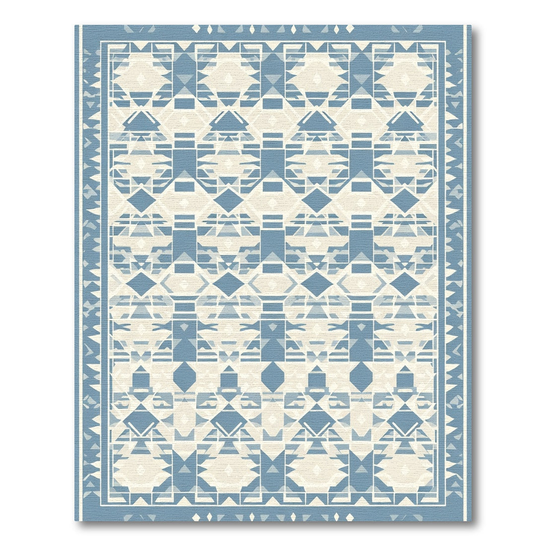 Powder Blue Geometric Aztec Diamond Rug