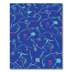 Abstract Blue Floral Vine Arrangement Rug