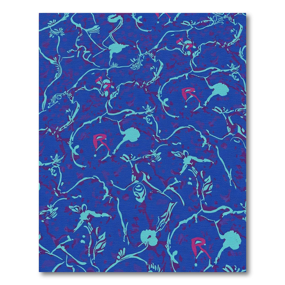 Abstract Blue Floral Vine Arrangement Rug