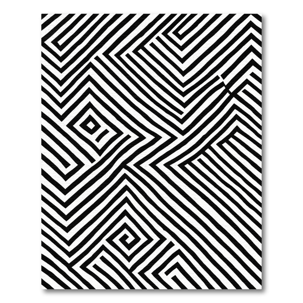 Monochrome Geometric Optical Illusion Rug