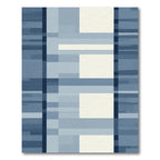 Deep Blue Cream Geometric Blocks Rug