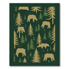 Forest Bear Silhouette Woodland Scene Rug