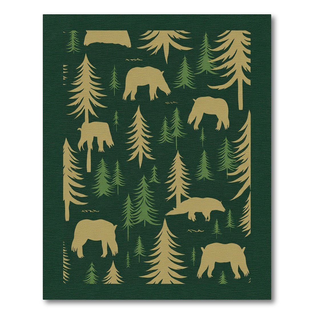 Forest Bear Silhouette Woodland Scene Rug