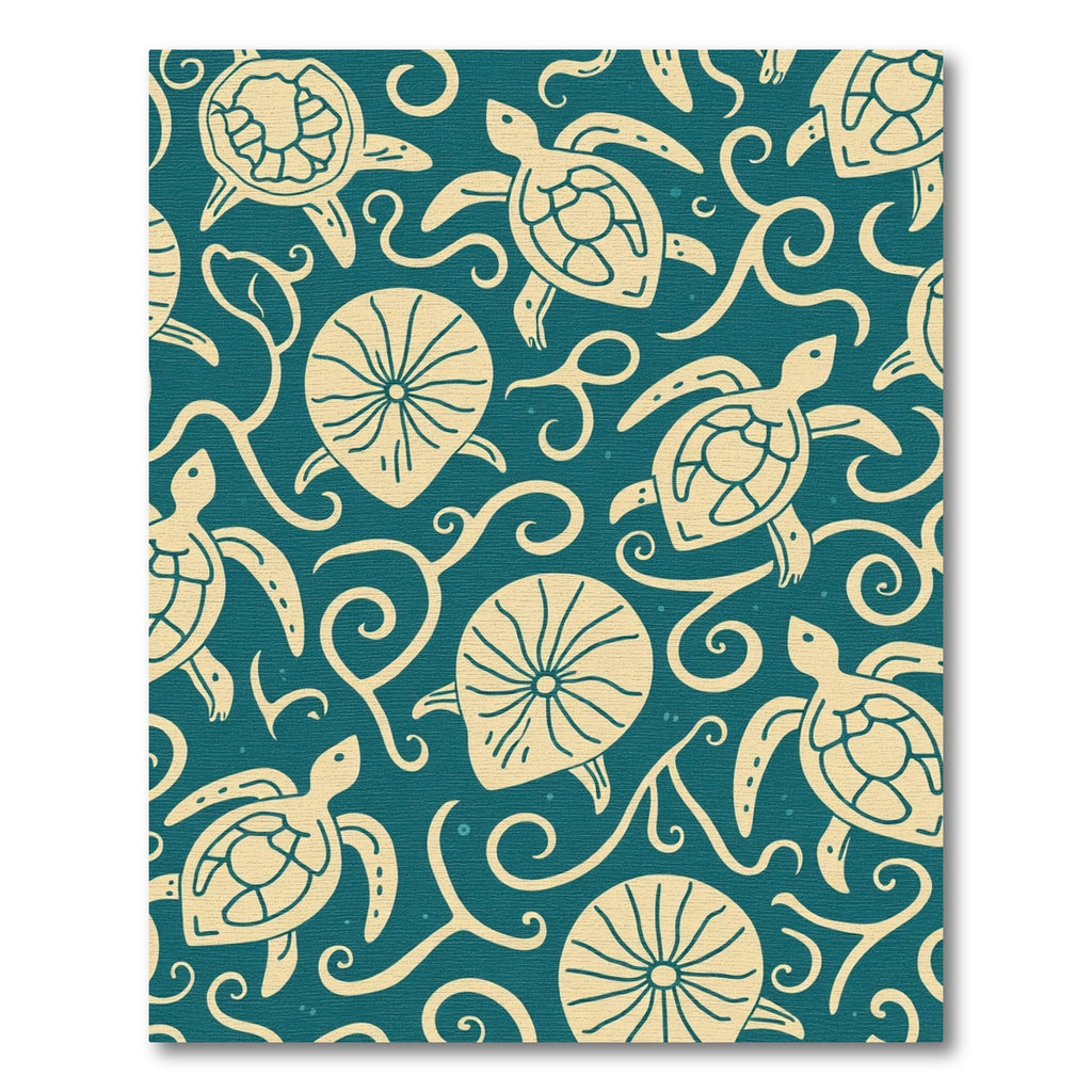 Coastal Teal Turtle Swirl Rug