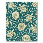 Coastal Teal Turtle Swirl Rug